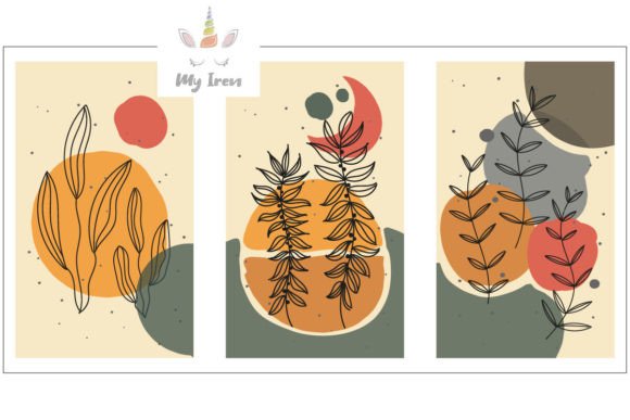 Abstraction Painting with Flowers-3 Set1 Graphics