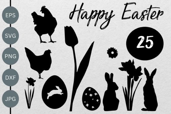 Easter SVG Bunny & Flowers: Graphics for Illustrations