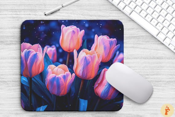 Elegant Tulip Flowers Mouse Pad: Graphics & Backgrounds
