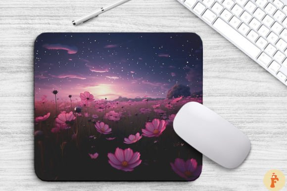 Field of Beautiful Wildflowers at Night: Graphics & Backgrounds