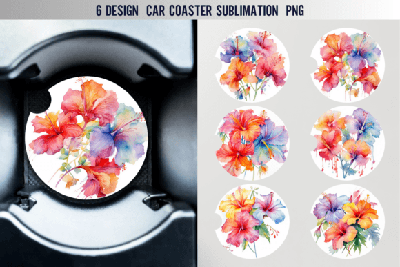 Hibiscus Flowers Car Coaster: Graphics for Crafts