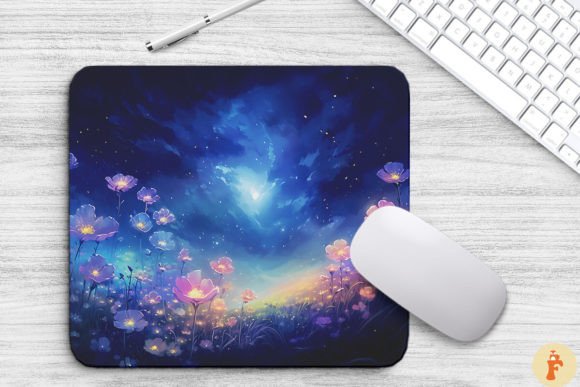 Mystery Flower Field at Starry Night Graphics & Backgrounds