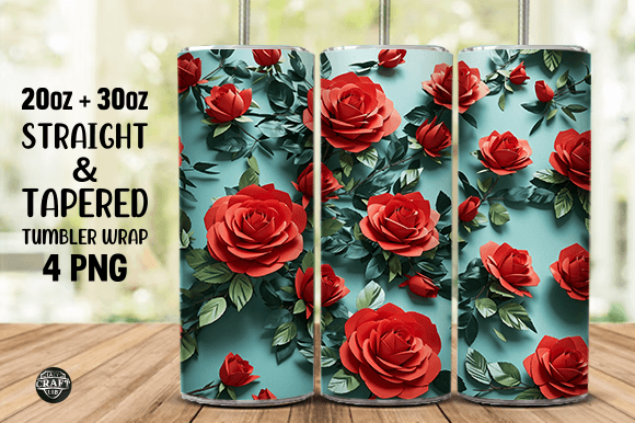 Red Roses Wrap: Premium Graphics for Tumbler Wraps