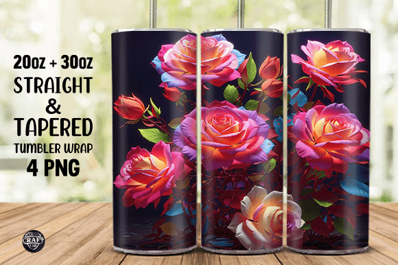 Review: 3D Neon Rose Flowers Tumbler Design Wrap