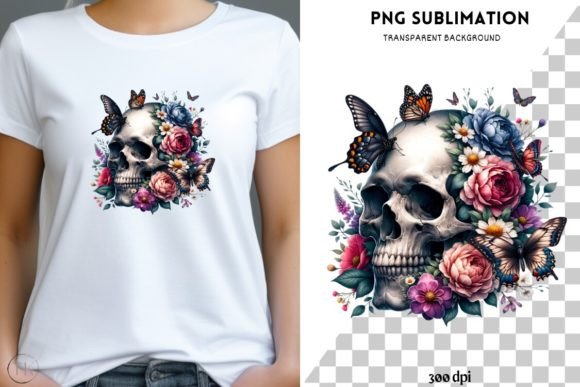 Skull with Flowers: Graphics & Illustrations for Craft