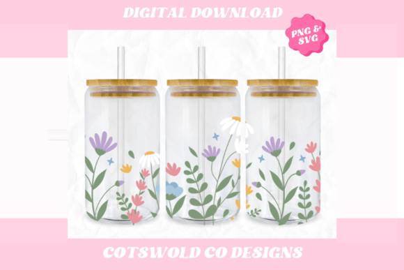 Spring Flowers 16oz Cup Wrap: Fresh Graphics & Illustrations