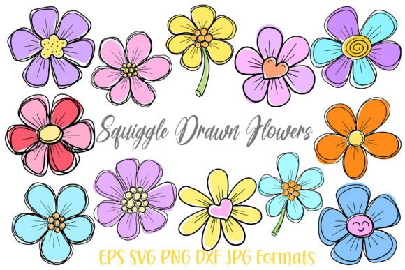 Squiggle Doodle Flowers: Graphics & Illustrations