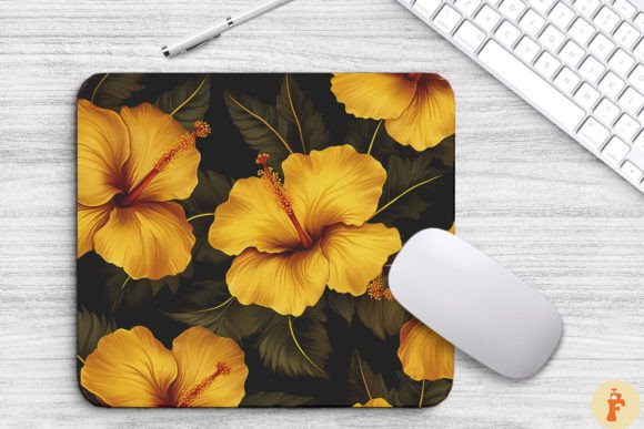 Tropical Gold Hibiscus Mouse Pad: Graphics & Backgrounds