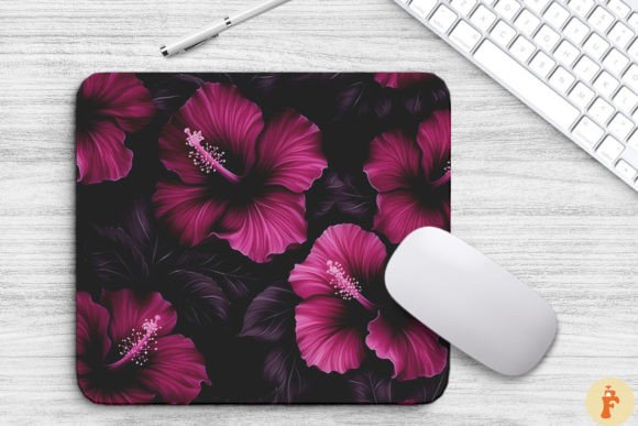Tropical Magenta Hibiscus Mouse Pad: Bold Graphics & Backgrounds