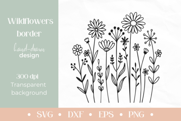 Vector Doodle Wild Flowers SVG: Graphics & Illustrations