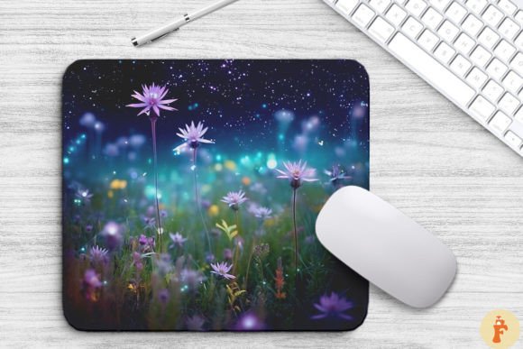 Vibrant Flower Field Under Galaxy: Graphics & Backgrounds