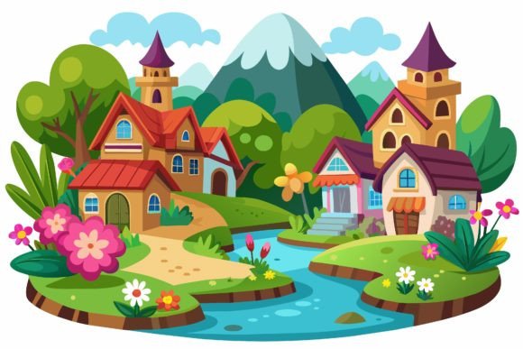 Village Cartoon with Flowers: A Designer's Review