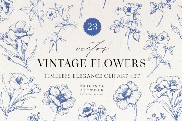 Vintage Flowers Timeless Elegance SVG: Graphics & Illustrations