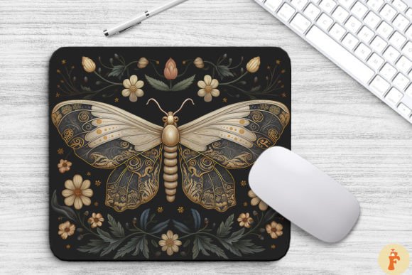 Vintage Moth Mouse Pad: Graphics & Backgrounds