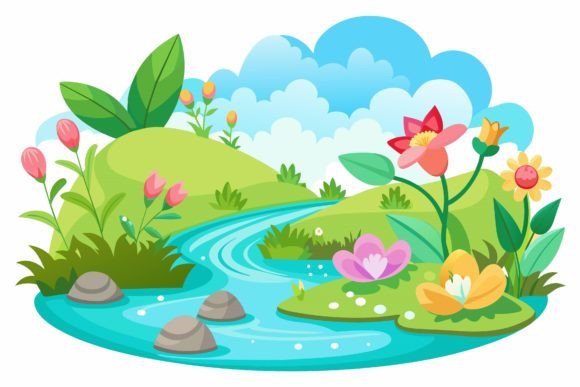Water with Flowers Graphics and Illustrations Review