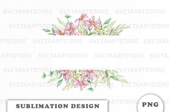 Watercolor Flowers Frame PNG: Graphics & Illustrations