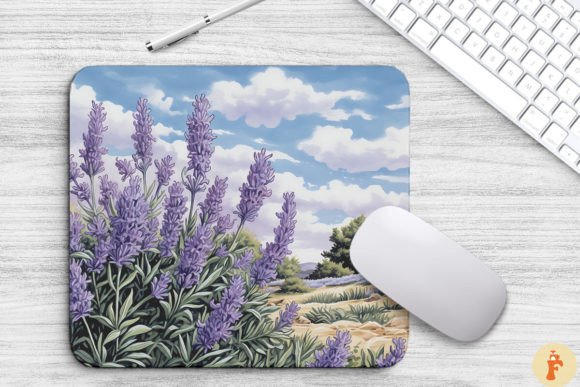 Watercolor Lavender Flowers in Field: Graphics & Backgrounds