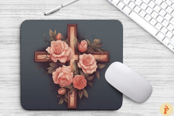 Wooden Cross with Rose Flowers: Graphics & Backgrounds